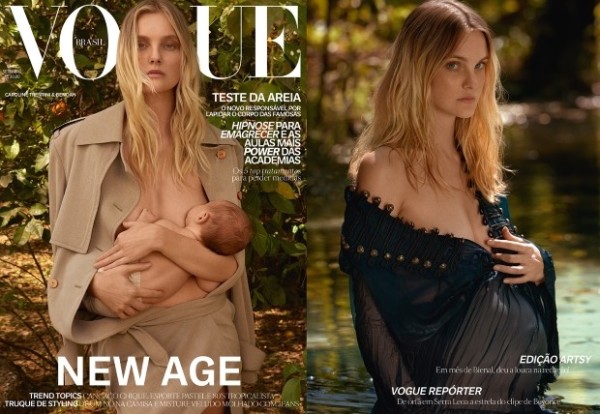 Модель Кэрол Трентини кормит грудью сына на обложке нового Vogue Brazil